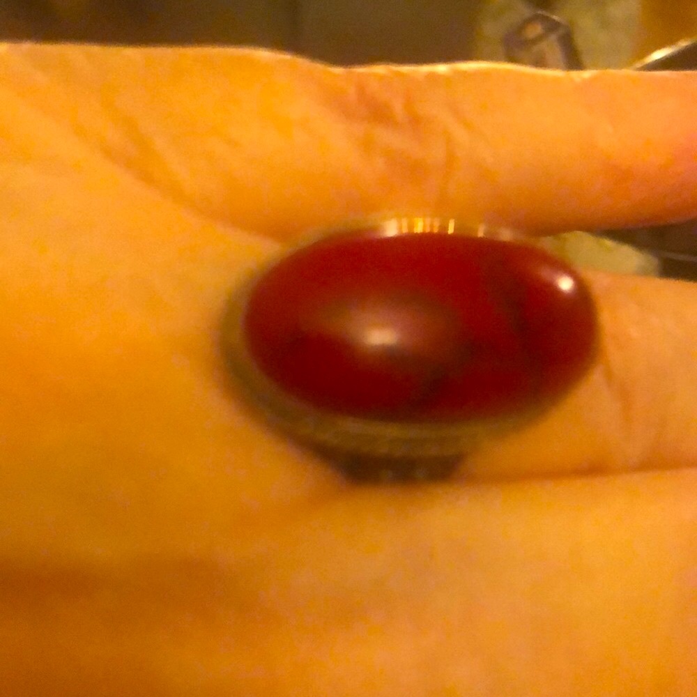 Red Coral and Sterling Ring size 9